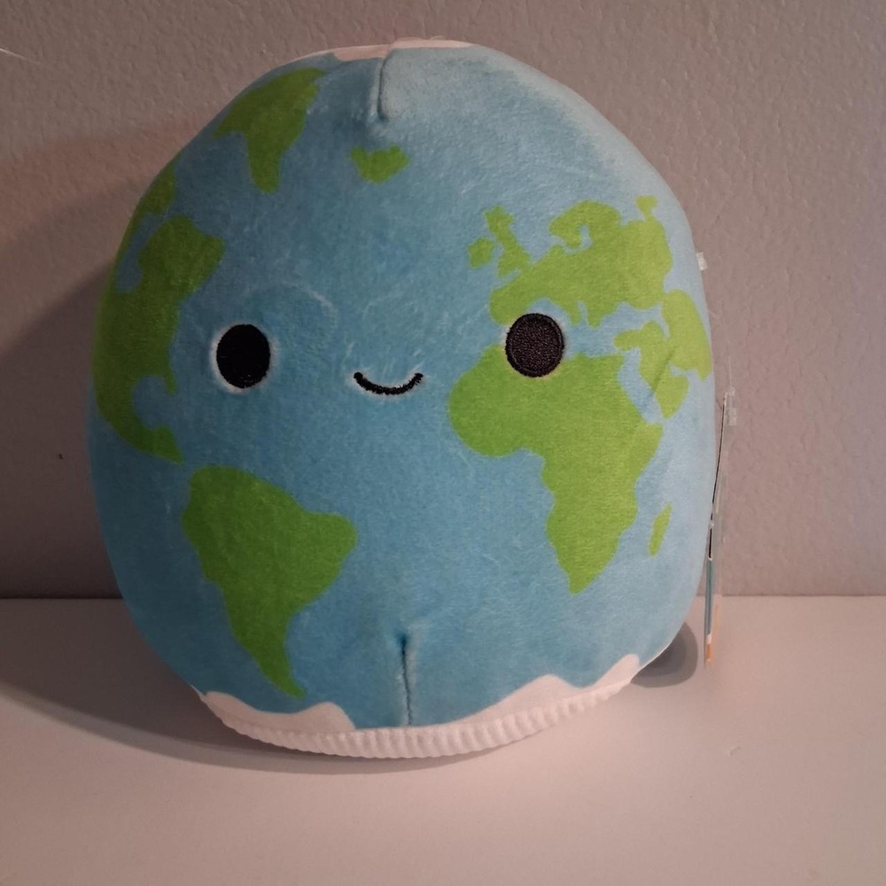 Squishmallows Dog toy Earth plush toy with green landmasses